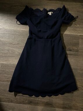 miami Navy Scallop-Hem Mini Dress